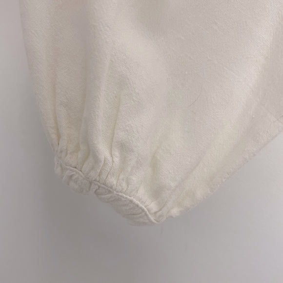 Faherty Naomi Romantic Soft Linen Blend Long Sleeve Poet Blouse Neutral Preppy - Picture 8 of 15